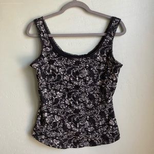 White House Black Market black white floral paisley corset tank top